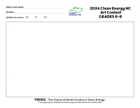 2024 Clean Energy NC Coloring Contest Elementary Coloring Sheet